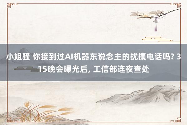 小姐骚 你接到过AI机器东说念主的扰攘电话吗? 315晚会曝光后， 工信部连夜查处